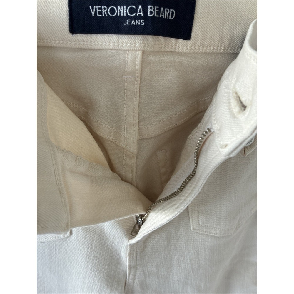 VERONICA BEARD Ecru Ivory Carson Ankle Flare High Rise Jeans Patch Pocket 26 - Picture 8 of 11